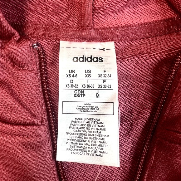 NWT Adidas Womens Hooded Sweat Pullover Top Maroon/Navy Size XS - Picture 12 of 12